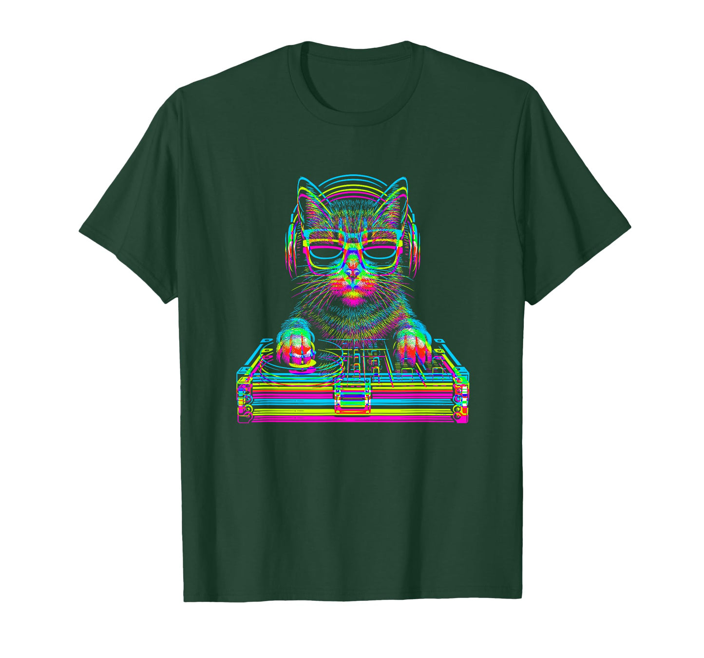 Vaporwave Cat DJ Techno Rave EDM Music Concert Party T-Shirt