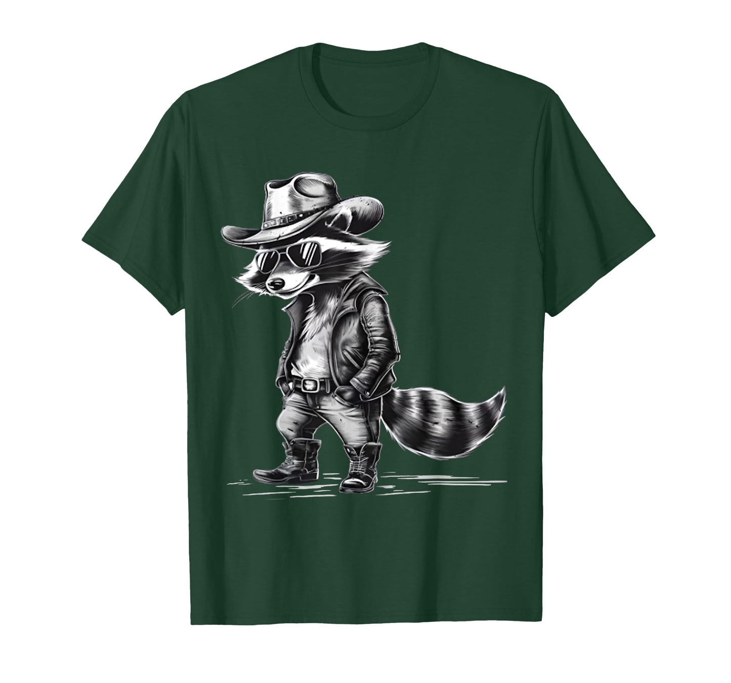 Cool Raccoon Cowboy Cowgirl Punk Racoon Meme Western Country T-Shirt