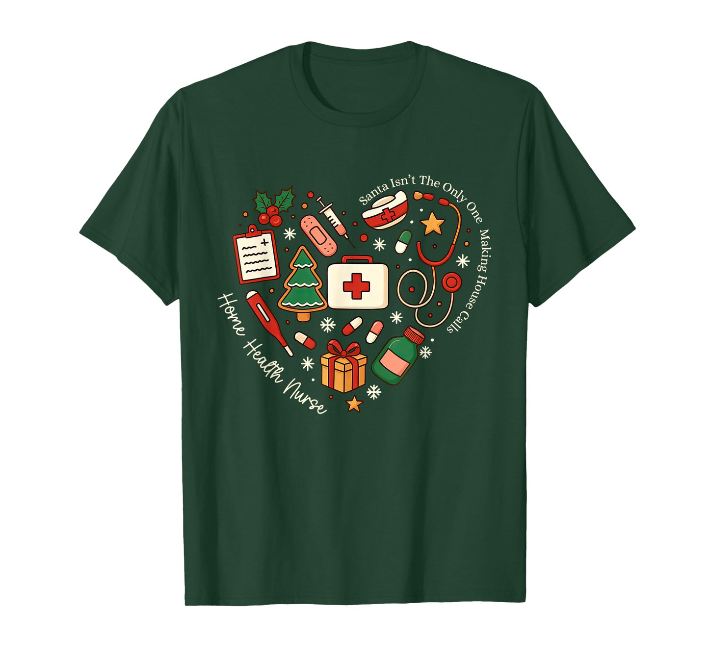 Christmas Home Health Nurse Heart Public Health Registered T-Shirt