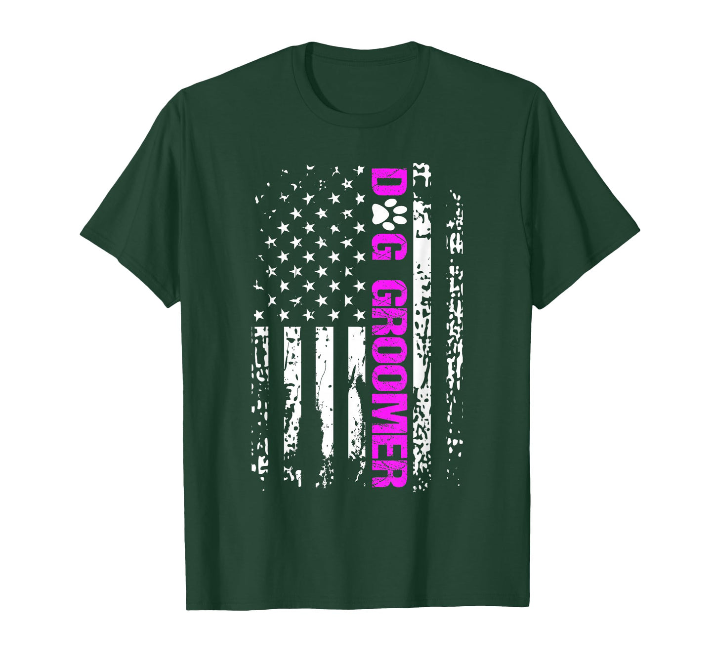 Dog Groomer Shirt American Flag Patriotic Dog Groomer Gift T-Shirt