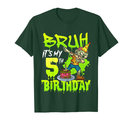 Bruh It's My 5th Birthday Zombie Lover 5 Years Old Boys T-Shirt