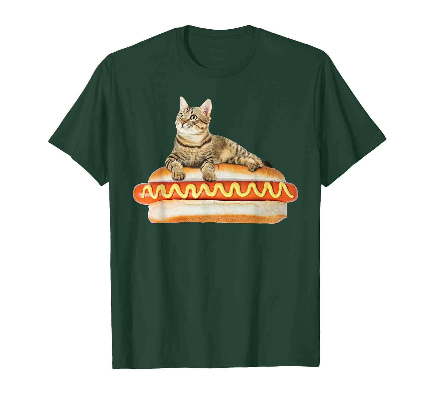 Funny Hot Dog Cat Tshirt by Zany Brainy, Cute Kitty Food Tee T-Shirt