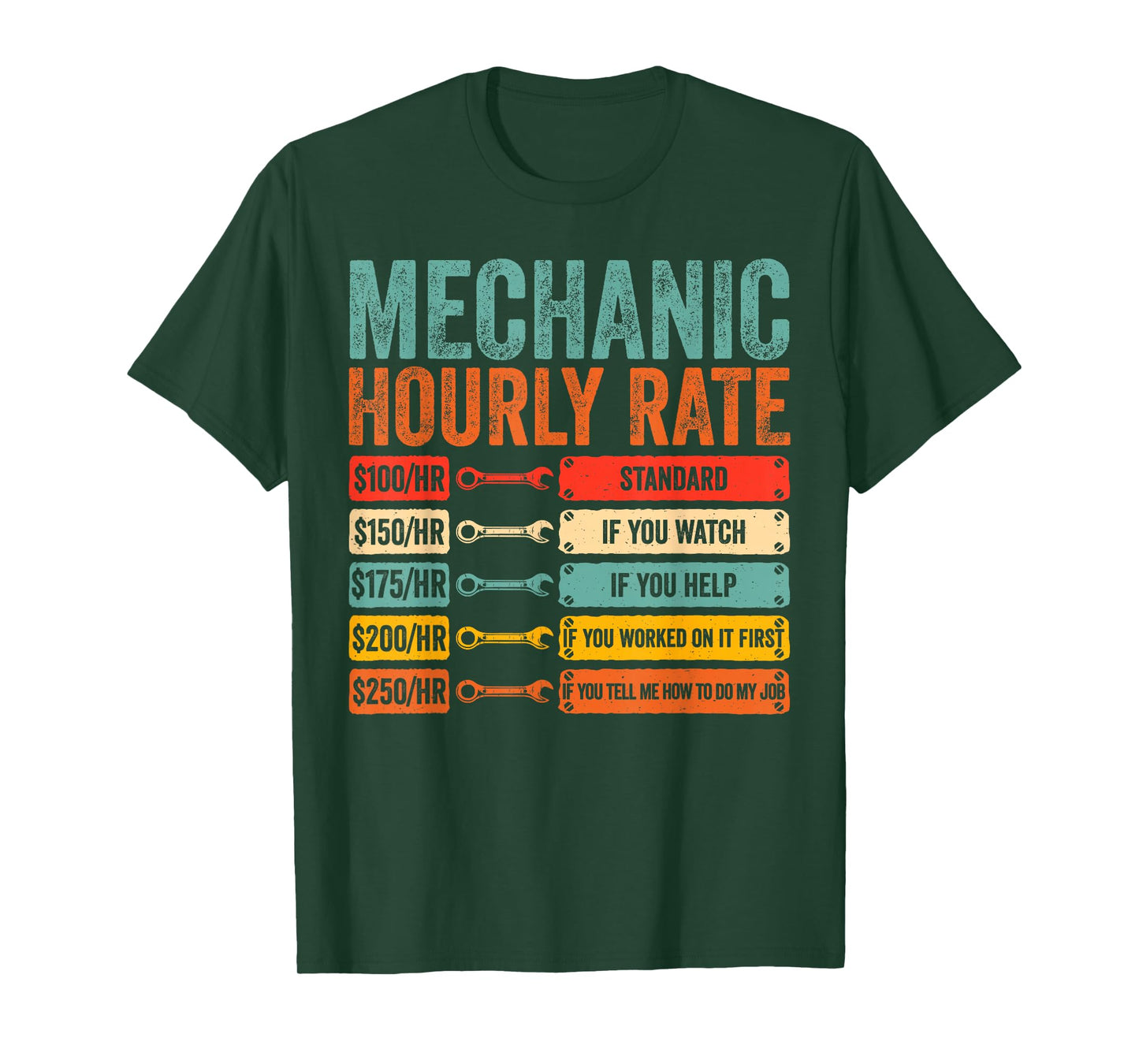 Mechanic Hourly Rate Car Mechanic Funny T-Shirt