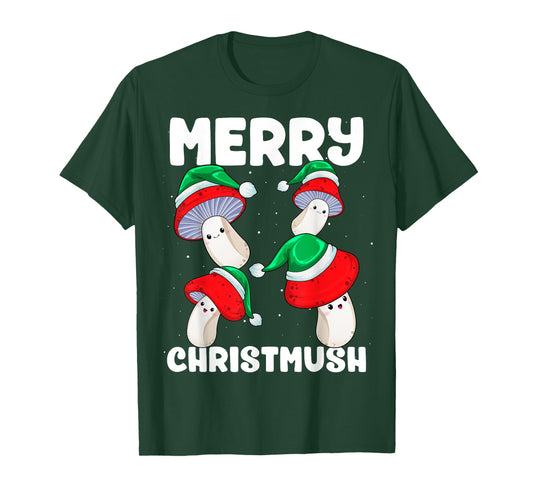Christmas Mushrooms Merry Christmush Xmas Morels Santa Hat T-Shirt