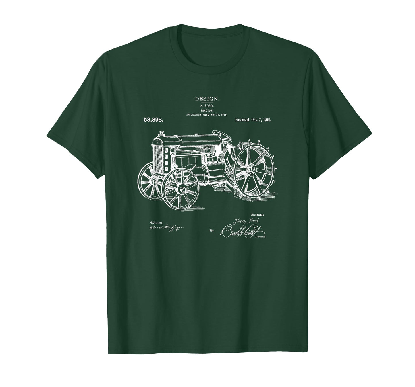 Classic Vintage Patent 1919 Farm Tractor Gift T-Shirt