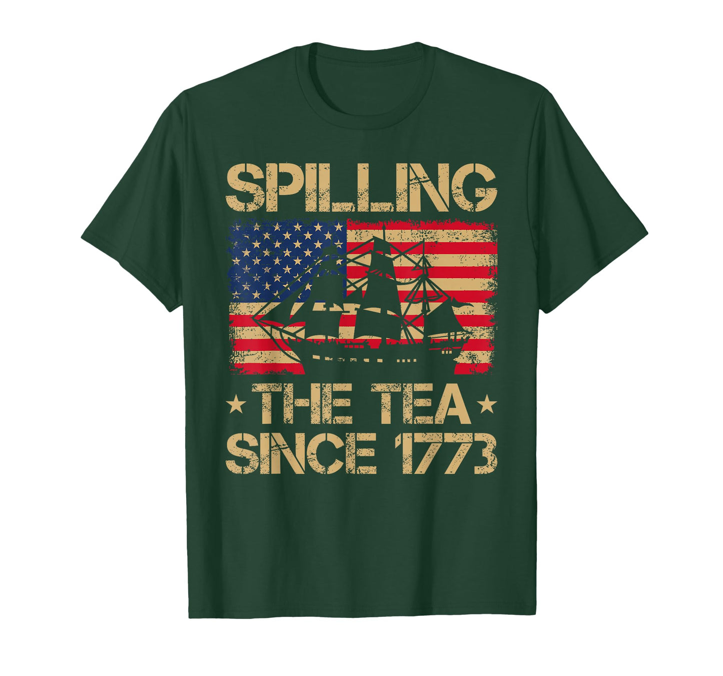 Spilling The Tea Since 1773 Vintage Us Flag 4th Of July T-Shirt