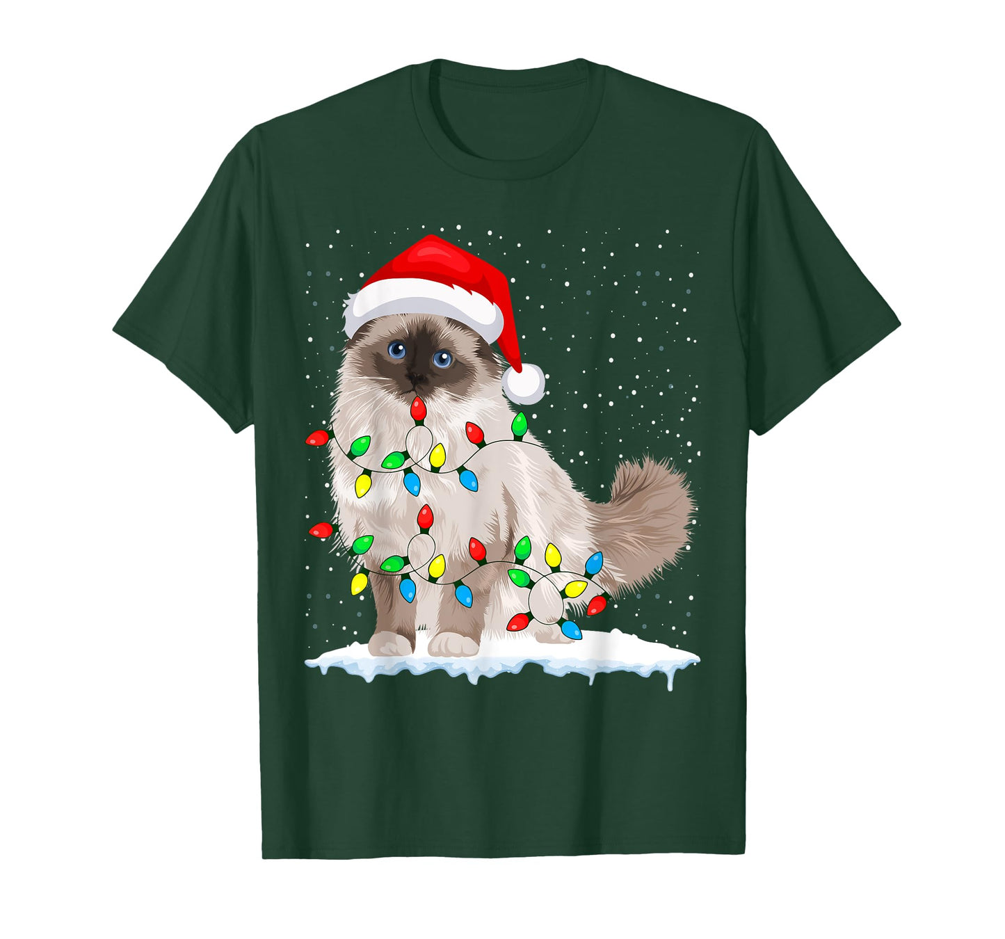 Ragdoll Cat Christmas Lights Xmas Cat Lover T-Shirt