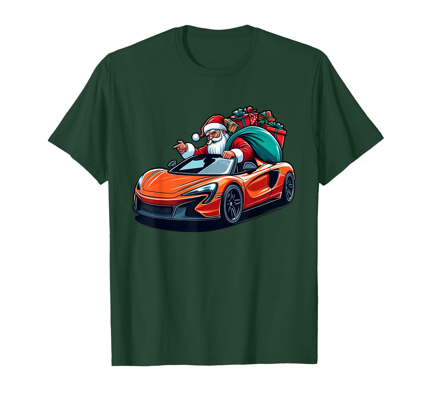 Funny Cool Santa Driving Sport Car Christmas Driver Pajama T-Shirt