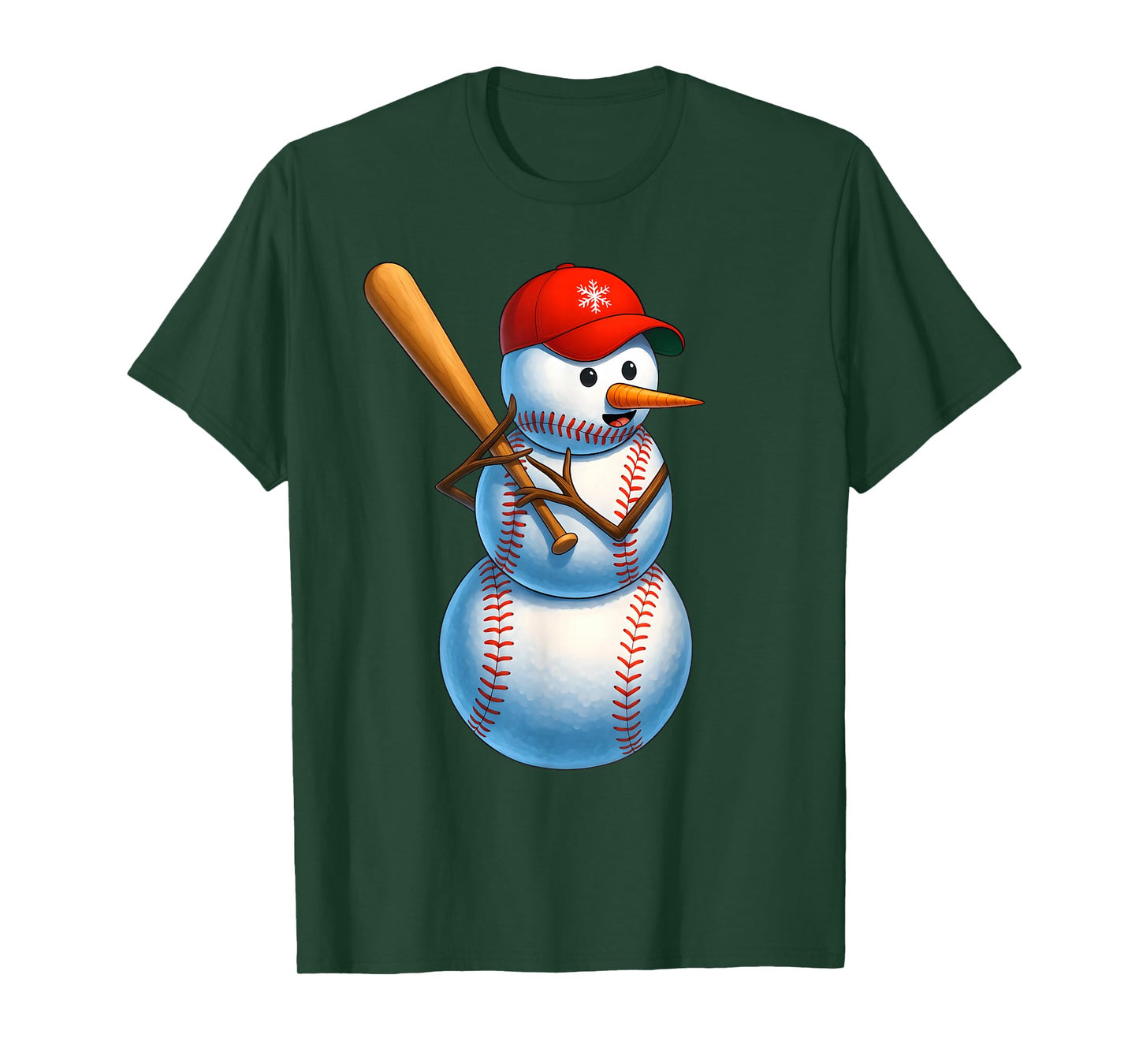 Baseball Snowman Merry Christmas Xmas Pajamas Men Women Kids T-Shirt