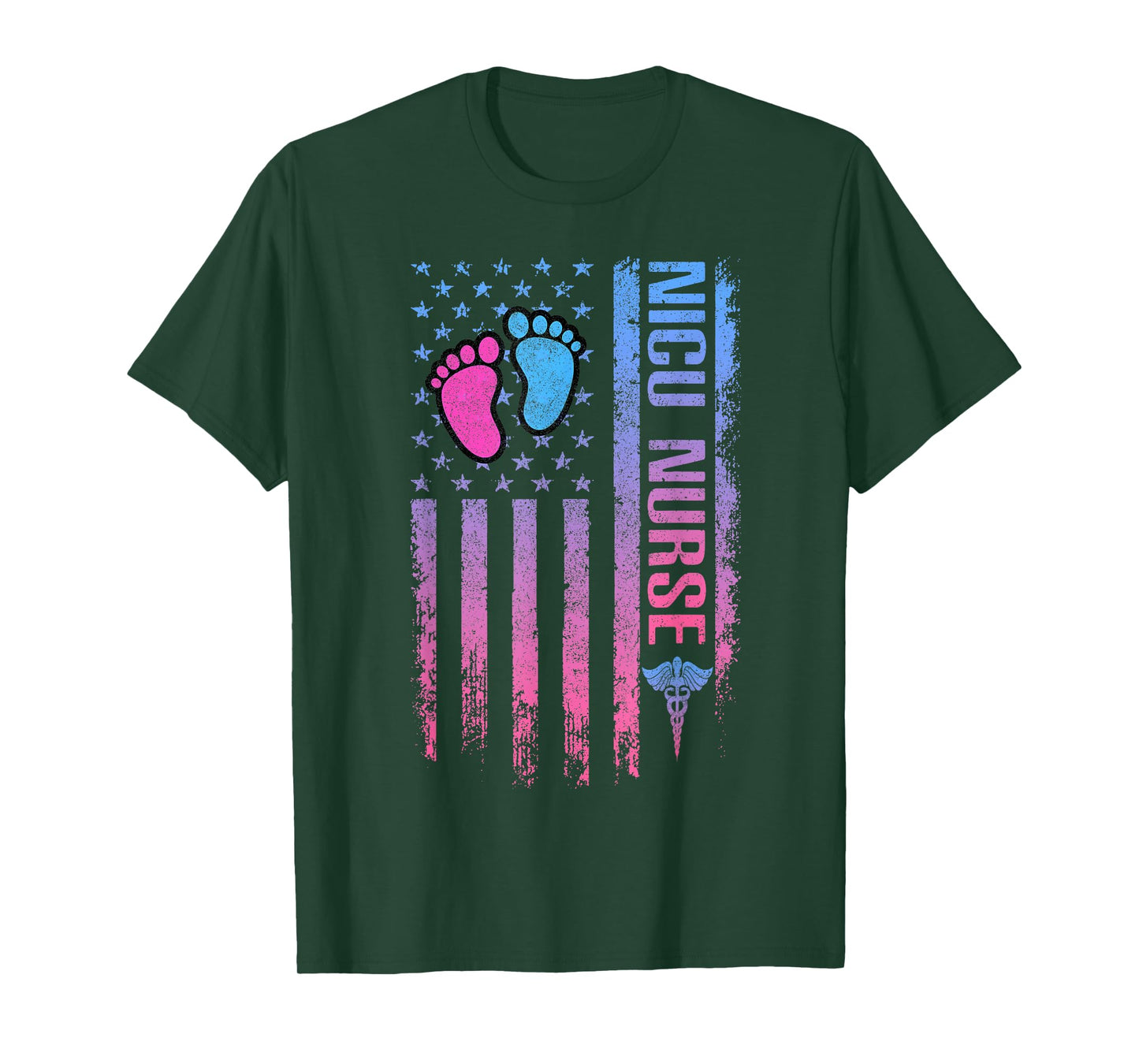 Cute American Flag - Patreotic NICU Nurse T-Shirt
