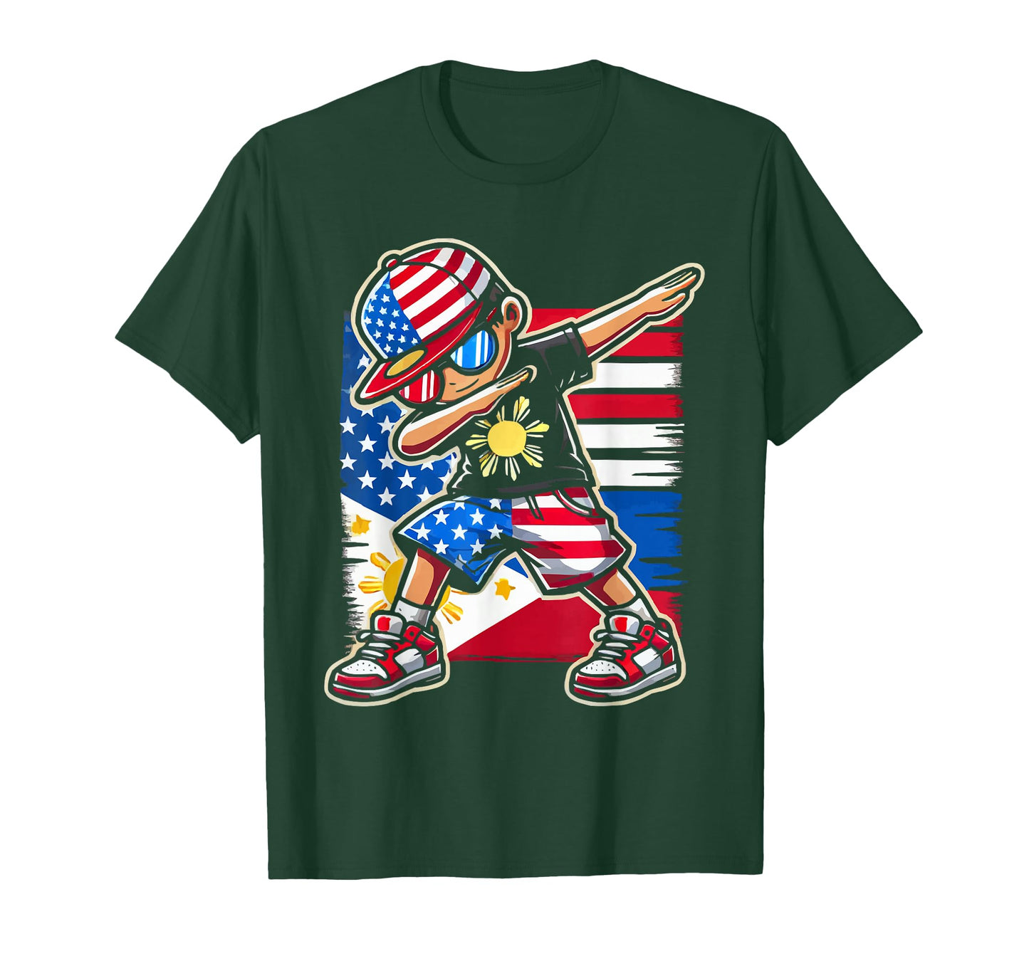 Half Filipino Half American USA Flag Philippines America T-Shirt