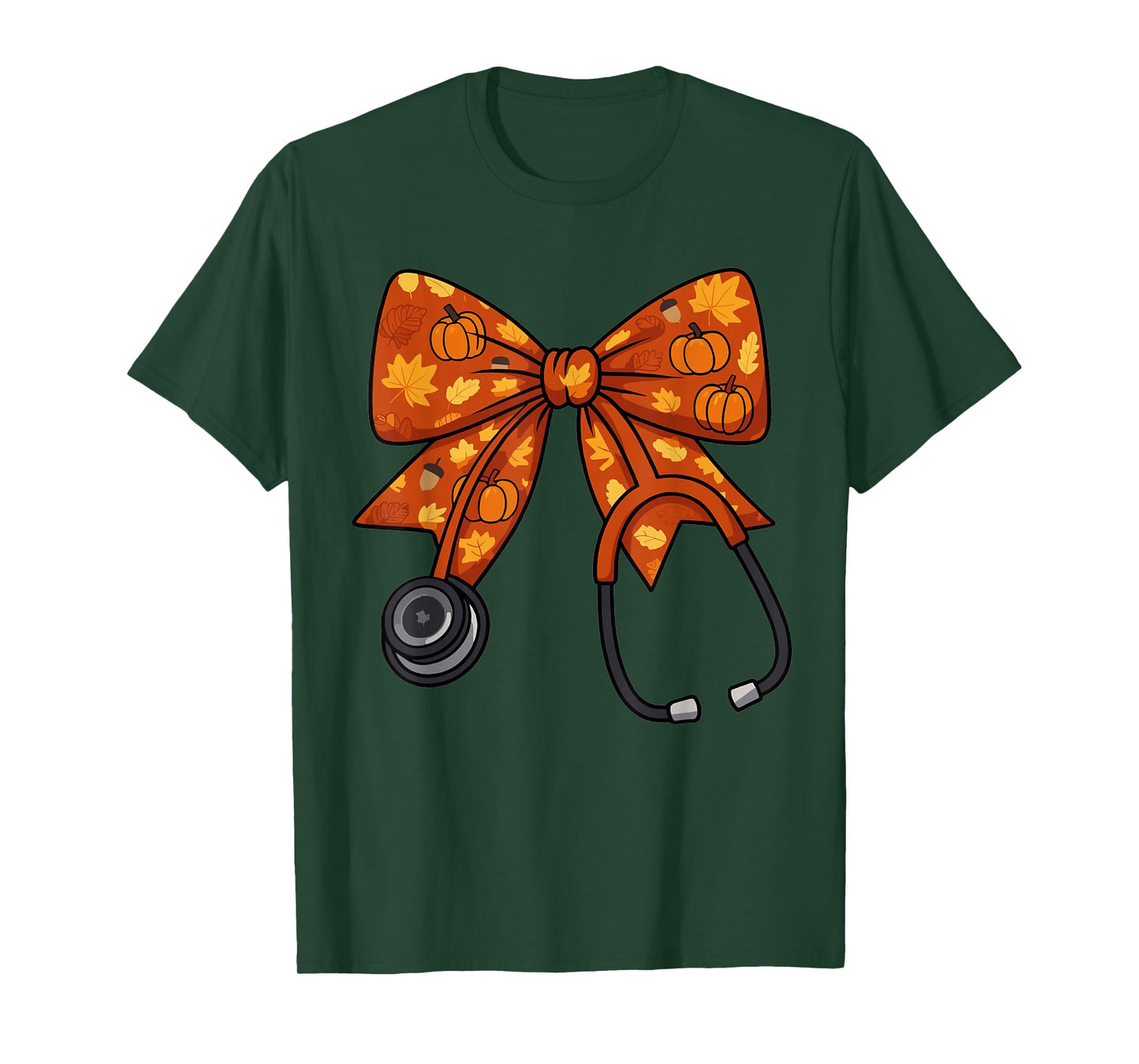 Cute Fall Nurse Coquette Bow Stethoscope Autumn Doctor T-Shirt