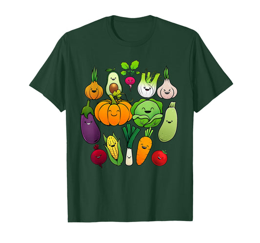 Cute Vegetable Art Men Women Healthy Veggie Vegan Gardening T-Shirt