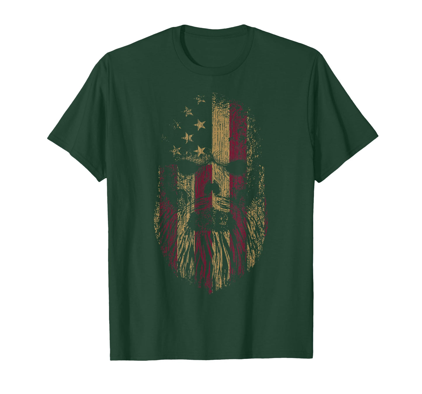 American Beard Skull Cool USA Flag With Punk Skeleton Skull T-Shirt