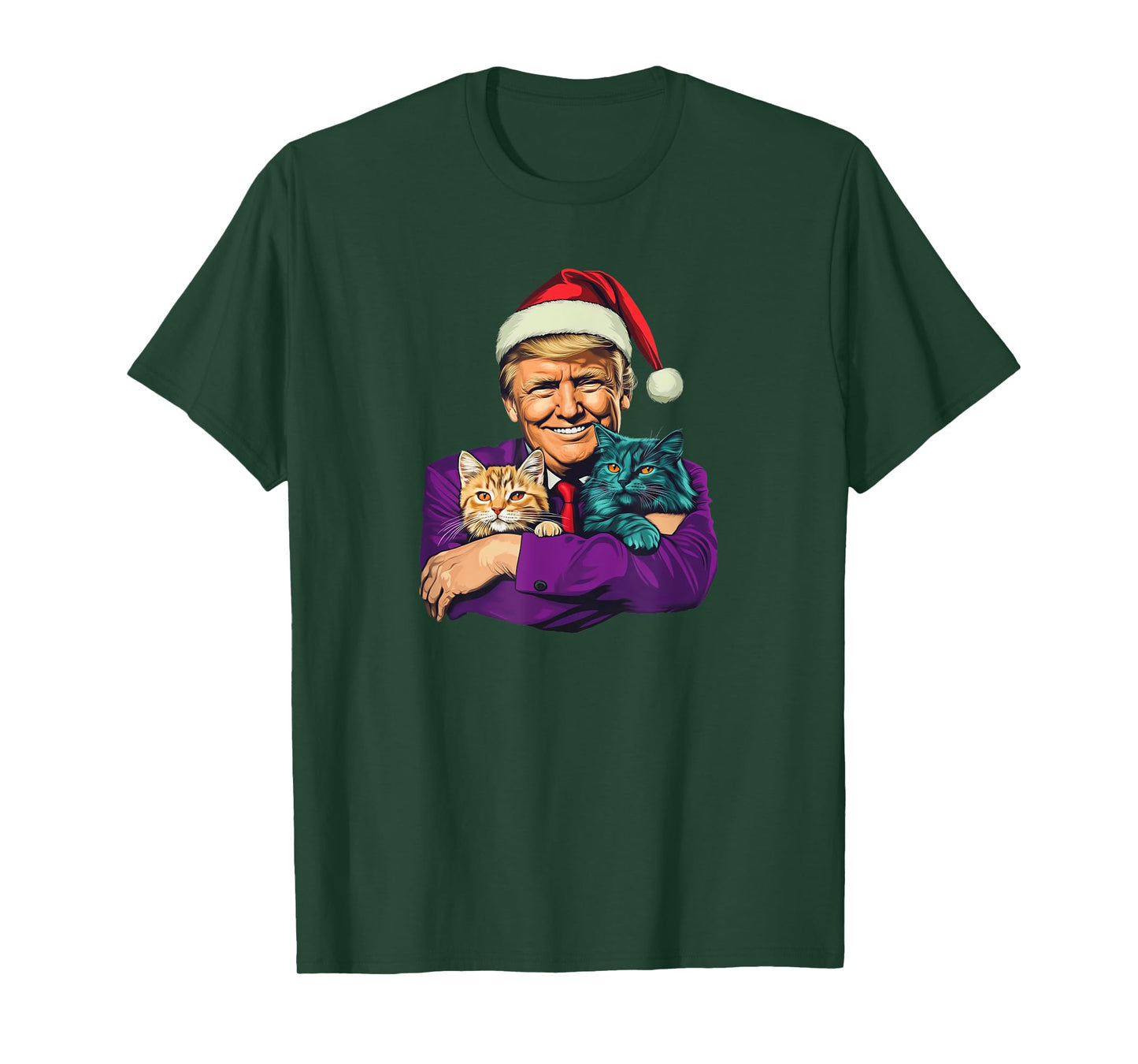 Trump Holding Cats Merry Christmas Festive Funny T-Shirt