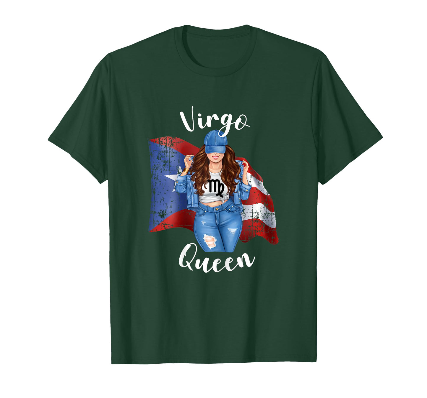 Puerto Rican Virgo Queen of Puerto Rico Zodiac Brunette T-Shirt