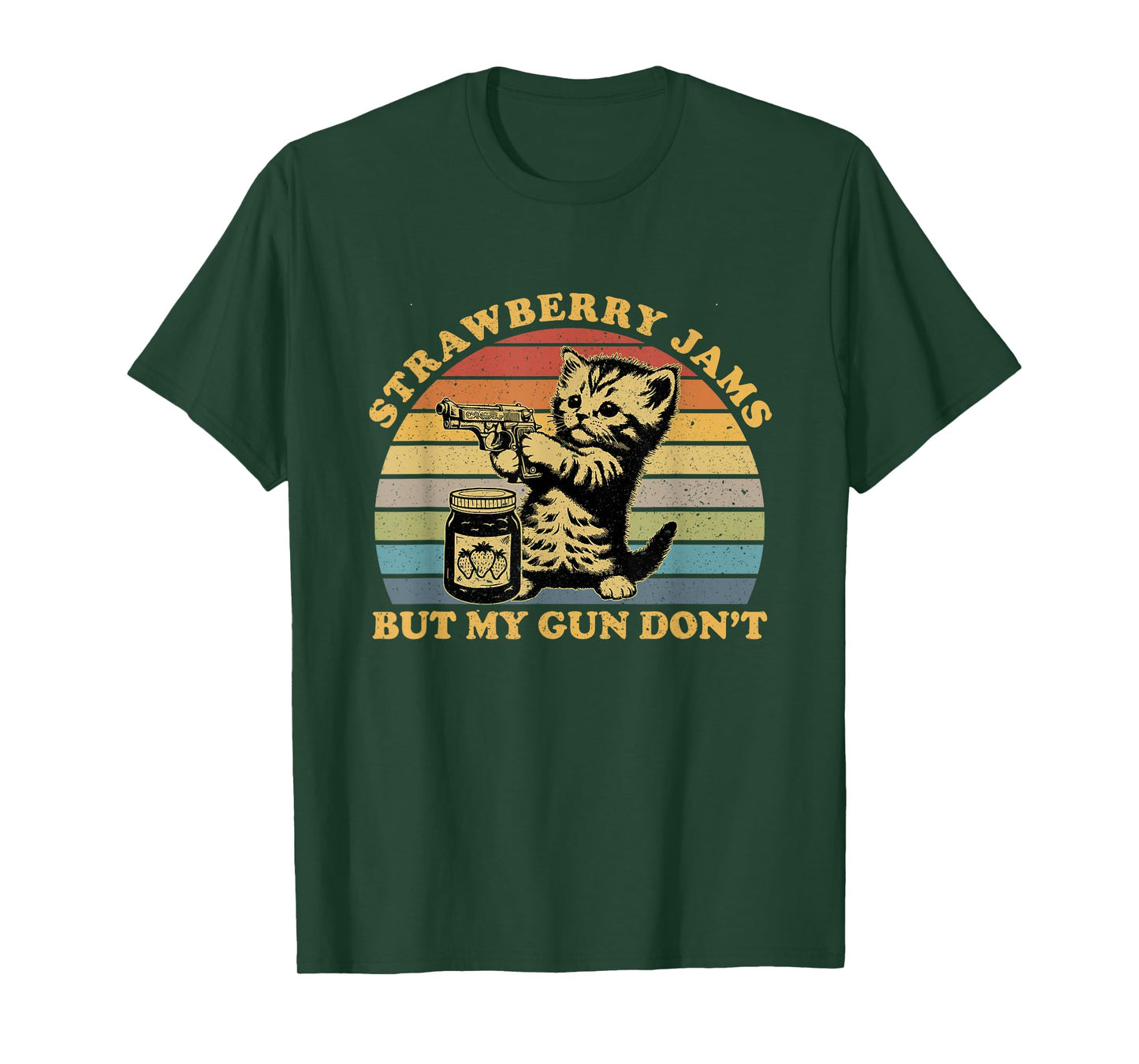 Strawberry Jams But My Gun Don't Funny Cat T-Shirt