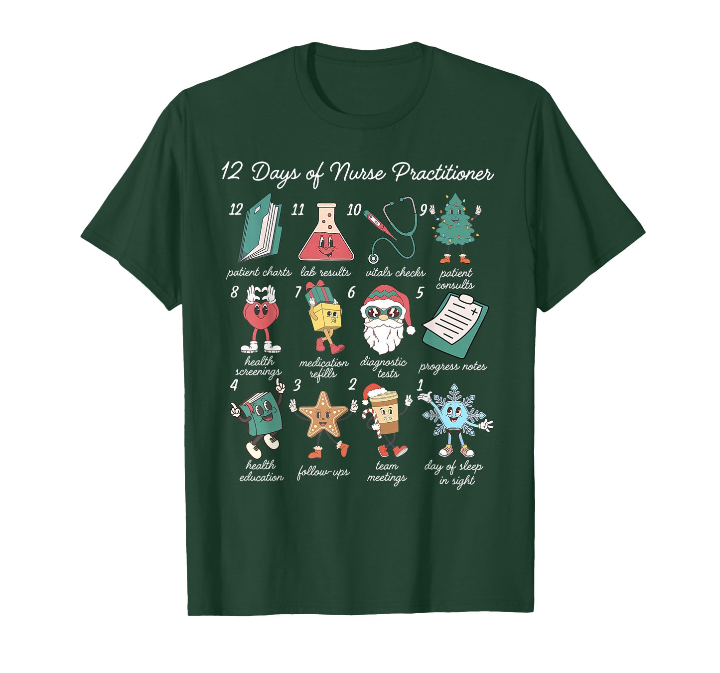 12 Days of Nurse Practitioner Medical NP Nursing Christmas T-Shirt