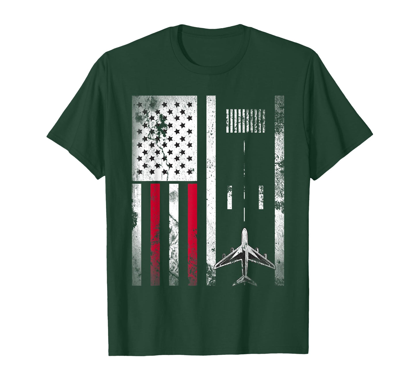Vintage Airplane USA Flag Aviation Gift for Pilot Veteran T-Shirt for Women Men
