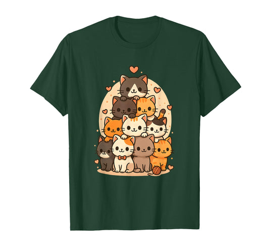 Cute Kawaii Cats Neko Funny Kitten Cat Lover Cartoon Gift T-Shirt