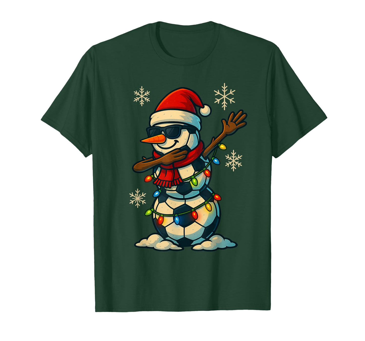 Soccer Balls Snowman Dabbing Funny Christmas Cute Boys Kids T-Shirt