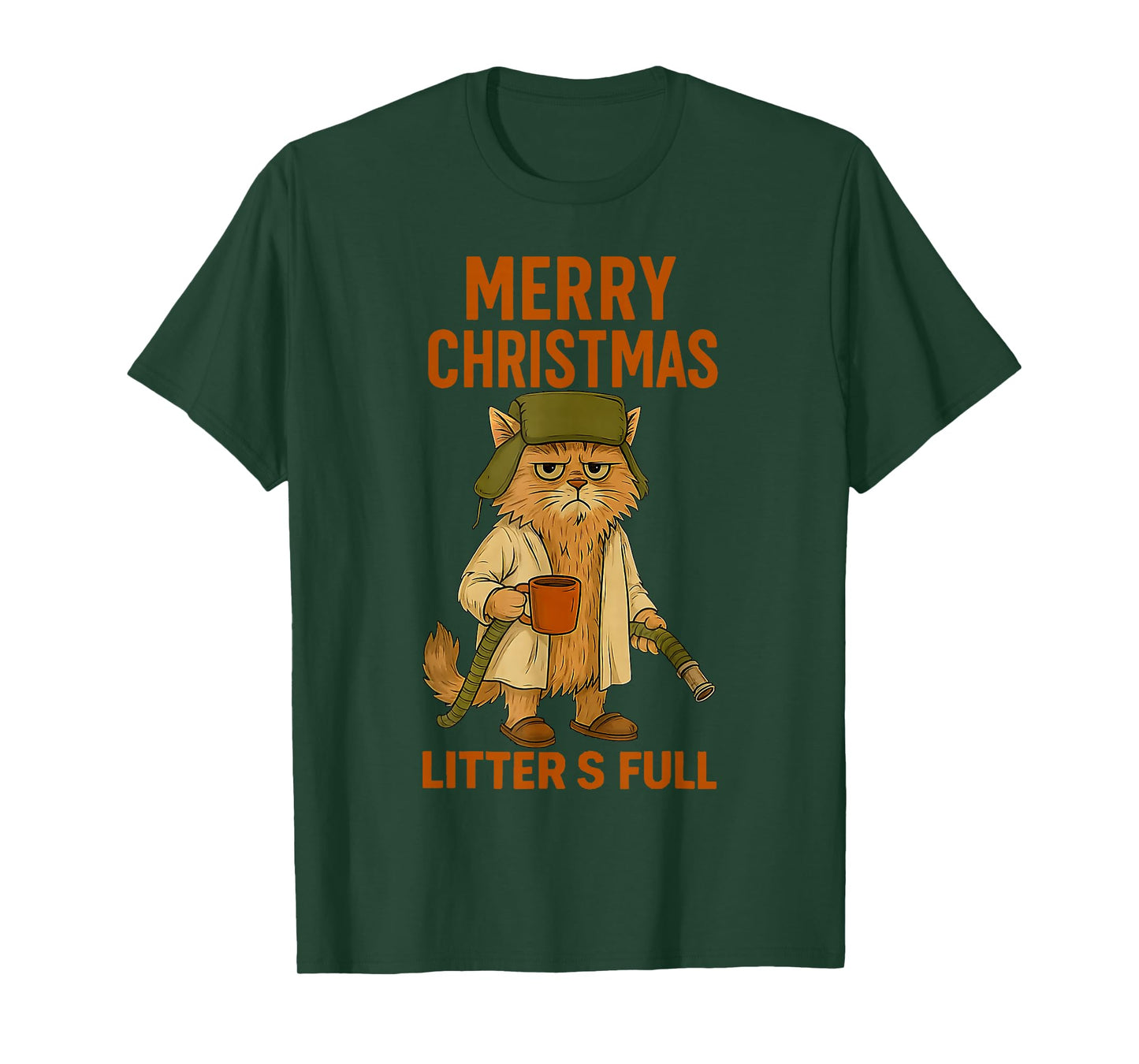 Litter's Full Merry Christmas Funny Cat Lovers Holidays Xmas T-Shirt