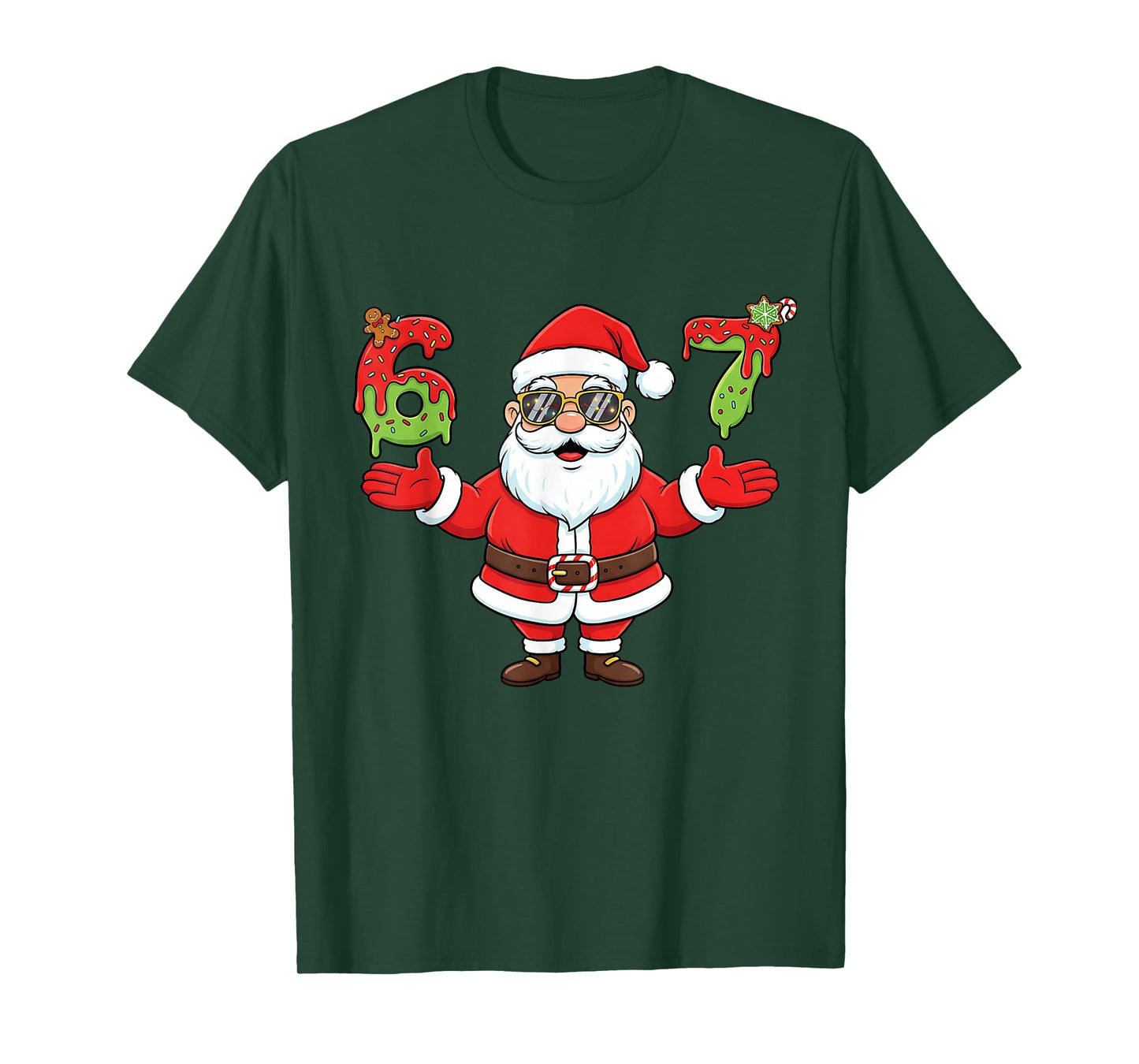 67 Christmas Santa Funny Six Seven Ice Cream Drip Christmas T-Shirt