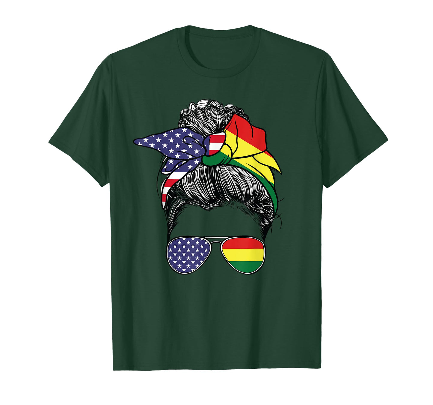 Bolivian Women Girl USA Heritage American Bolivia Flag T-Shirt