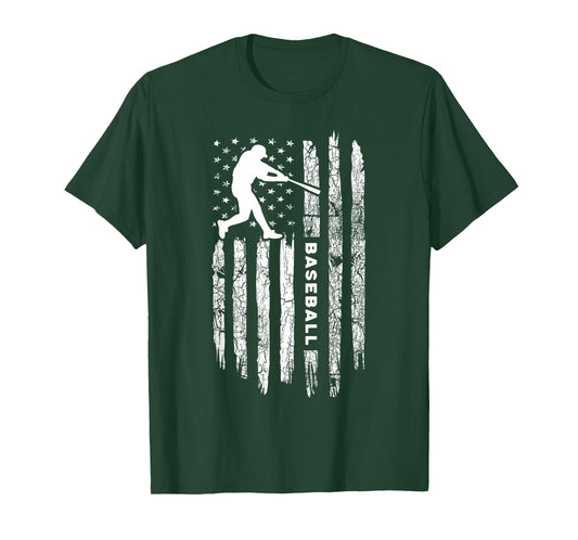 American Flag Baseball Apparel - Vintage Baseball T-Shirt