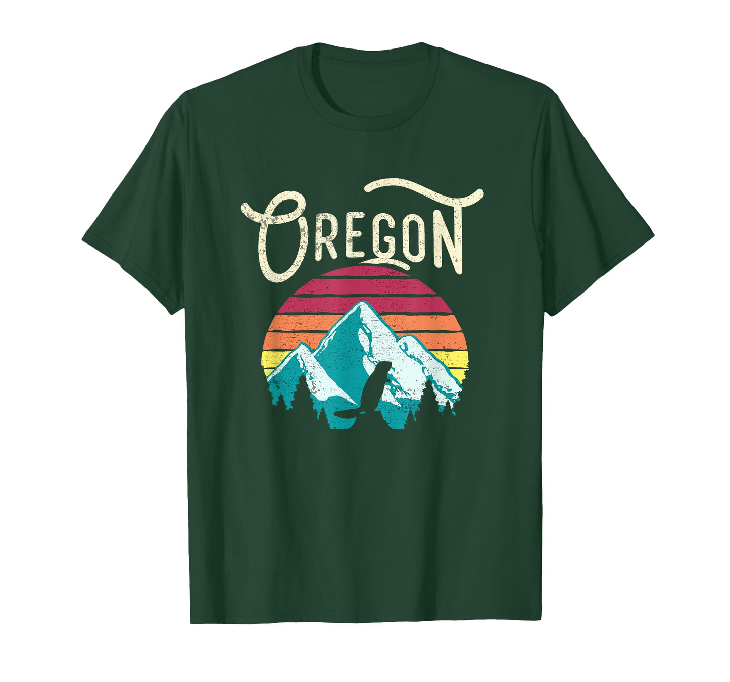 Retro Vintage Oregon OR Mountains Beaver T-Shirt Small