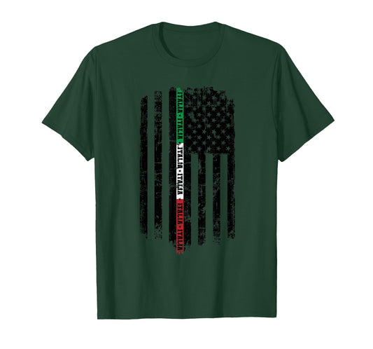 Italy Flag American Flag Italian Pride USA Patriotic T-Shirt