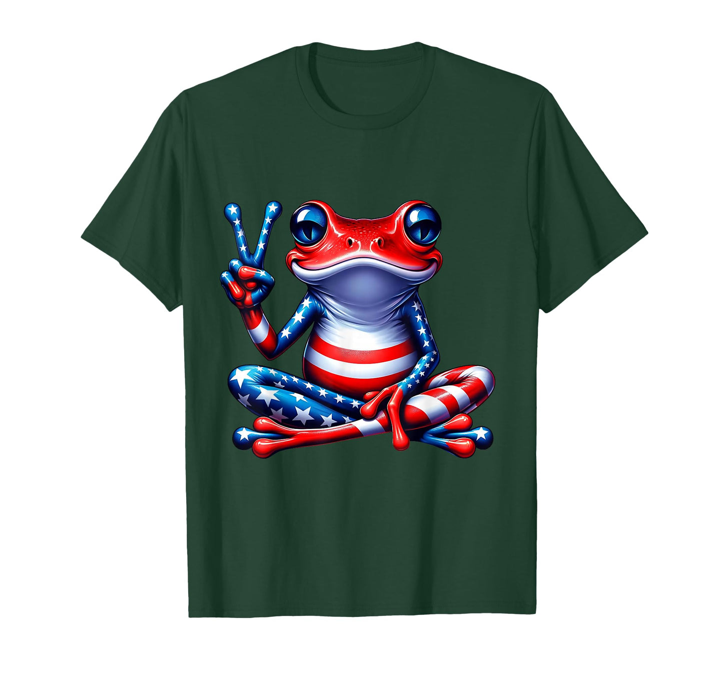 Frog Peace Sign USA Flag Frog Lover Funny Boys 4th of July T-Shirt