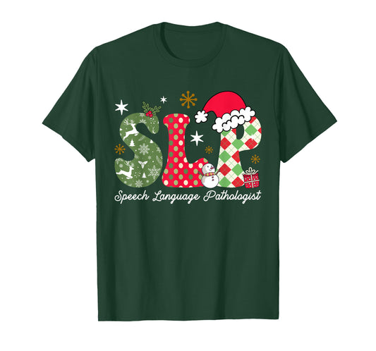 Christmas Speech Language Pathologist SLP Speech Therapy T-Shirt