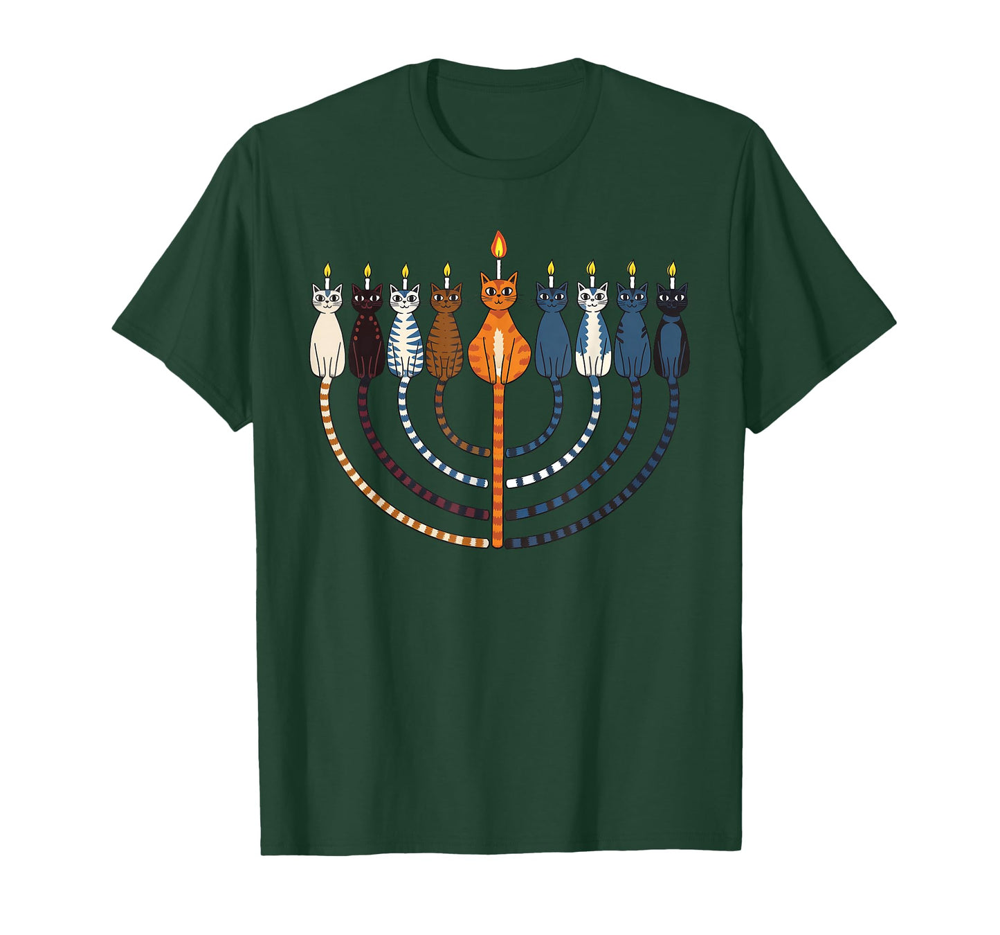 Funny Hanukkah Cat Menorah Meowzel Chanukah Jewish Holiday T-Shirt