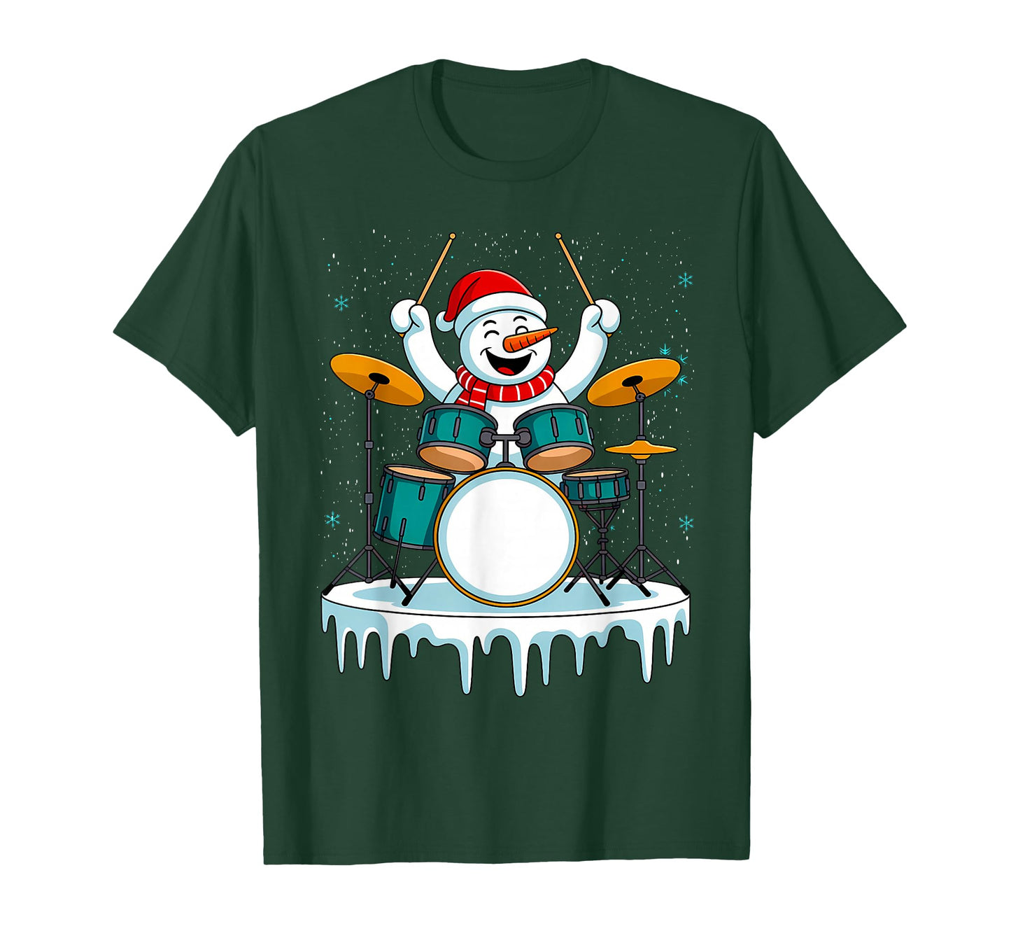 Snowman Drummer Christmas Drums Percussionist T-Shirt