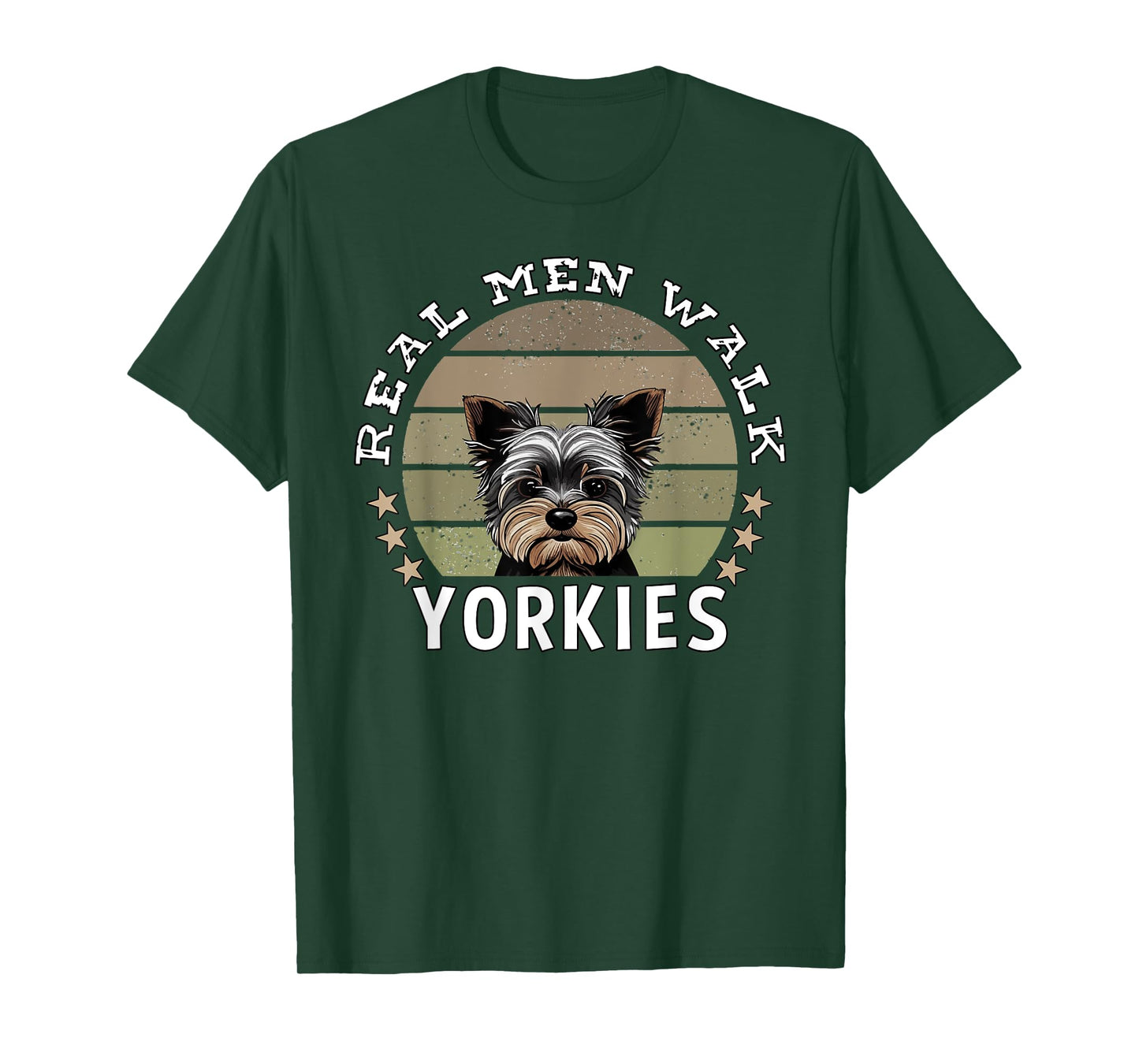 Mens Funny Yorkie Dad Real Men Walk Yorkies Yorkshire Terrier T-Shirt