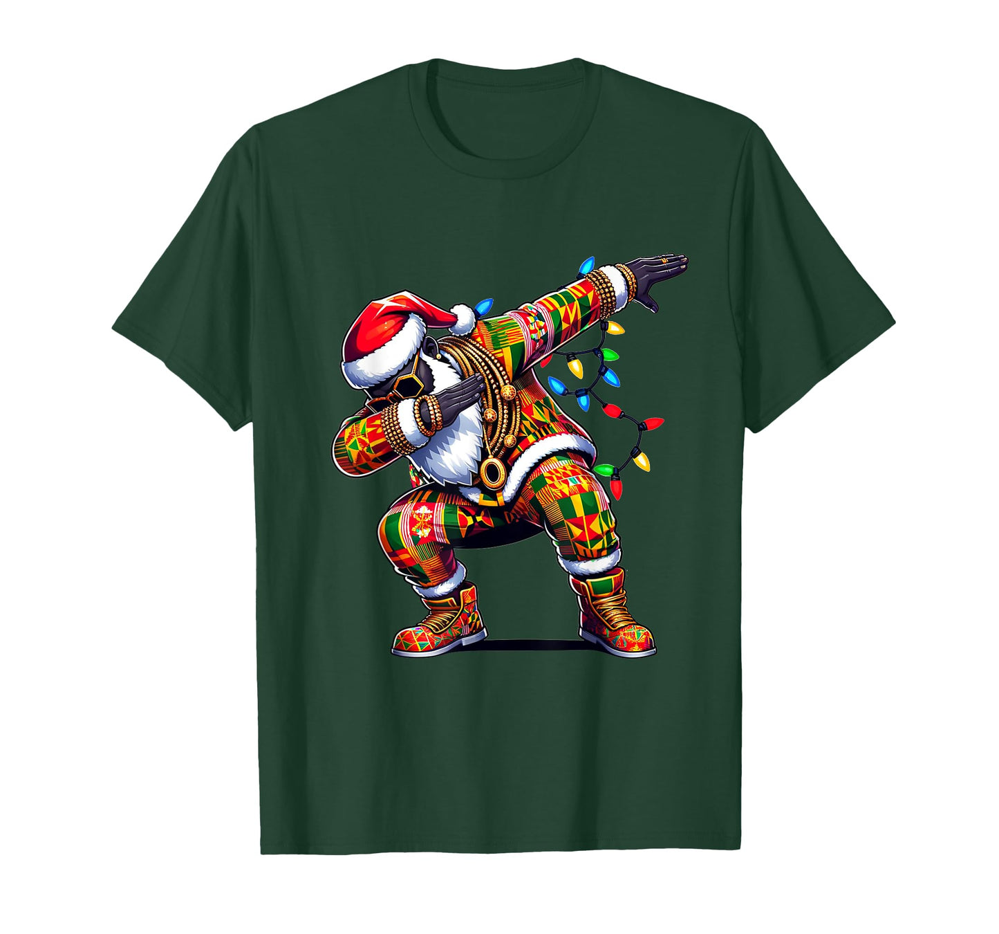 Dabbing Black African American Santa Claus Hip hop Xmas PJS T-Shirt