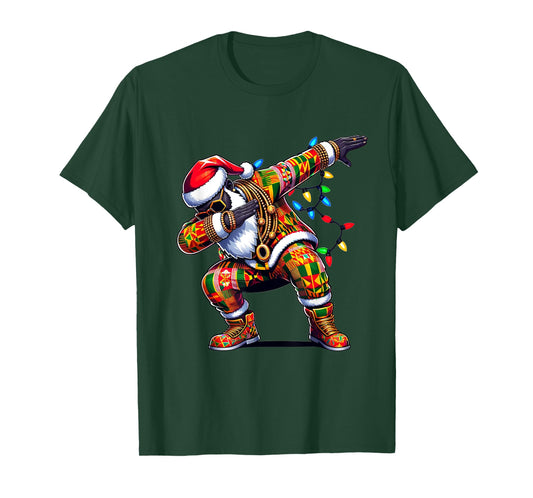 Dabbing Black African American Santa Claus Hip hop Xmas PJS T-Shirt