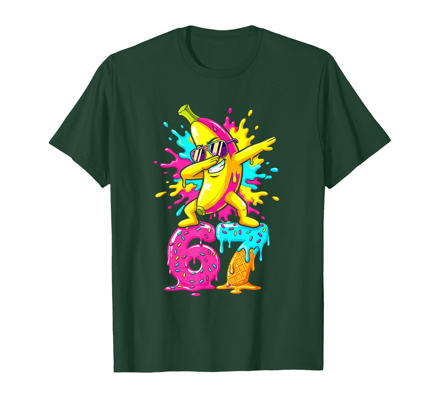 Funny 67 Baseball Ice Cream Six Seven Dabbing Banana T-Shirt