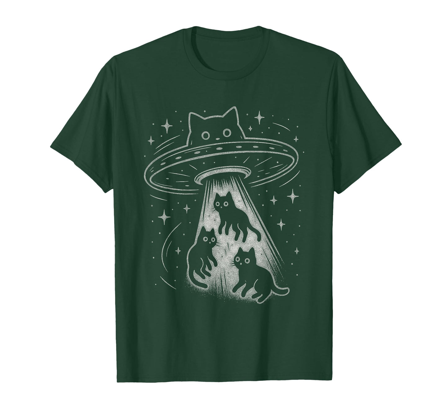 Funny Cat UFO Cute Kitty Space Spaceship Alien Aesthetic T-Shirt