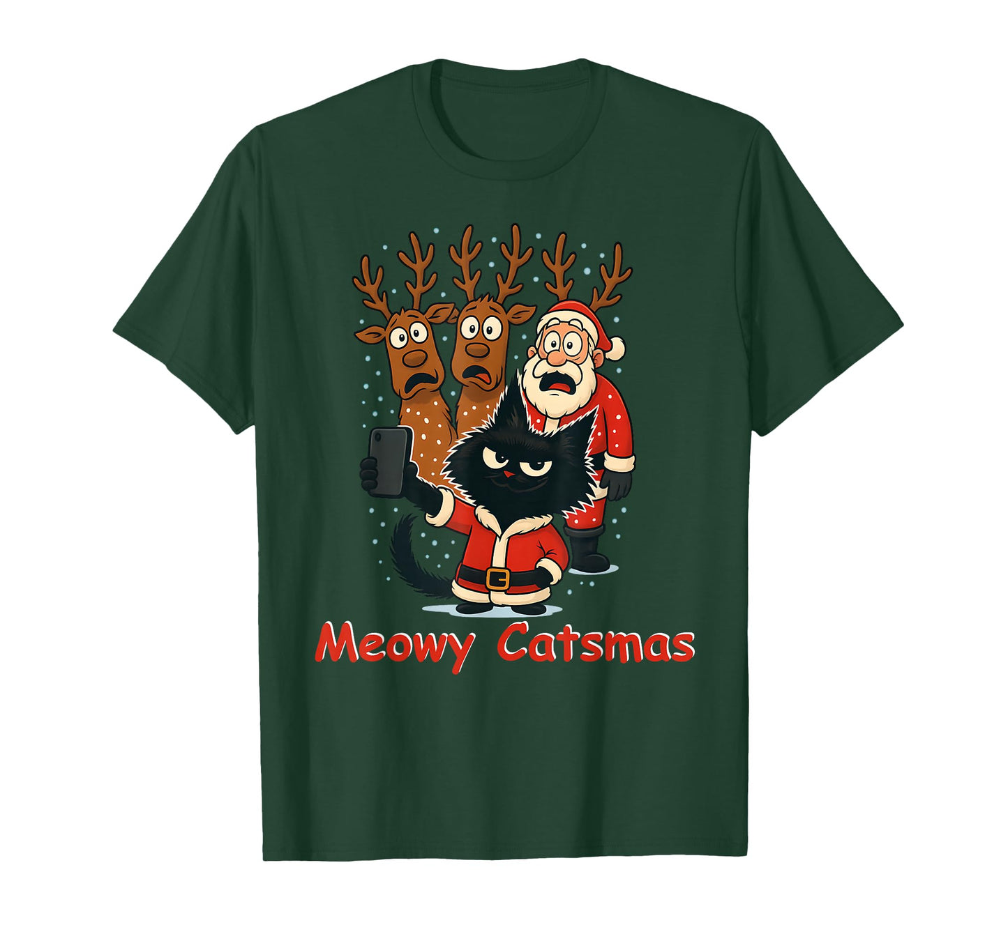 Meowy Catsmas Cats Christmas Funny Holiday Cat T-Shirt