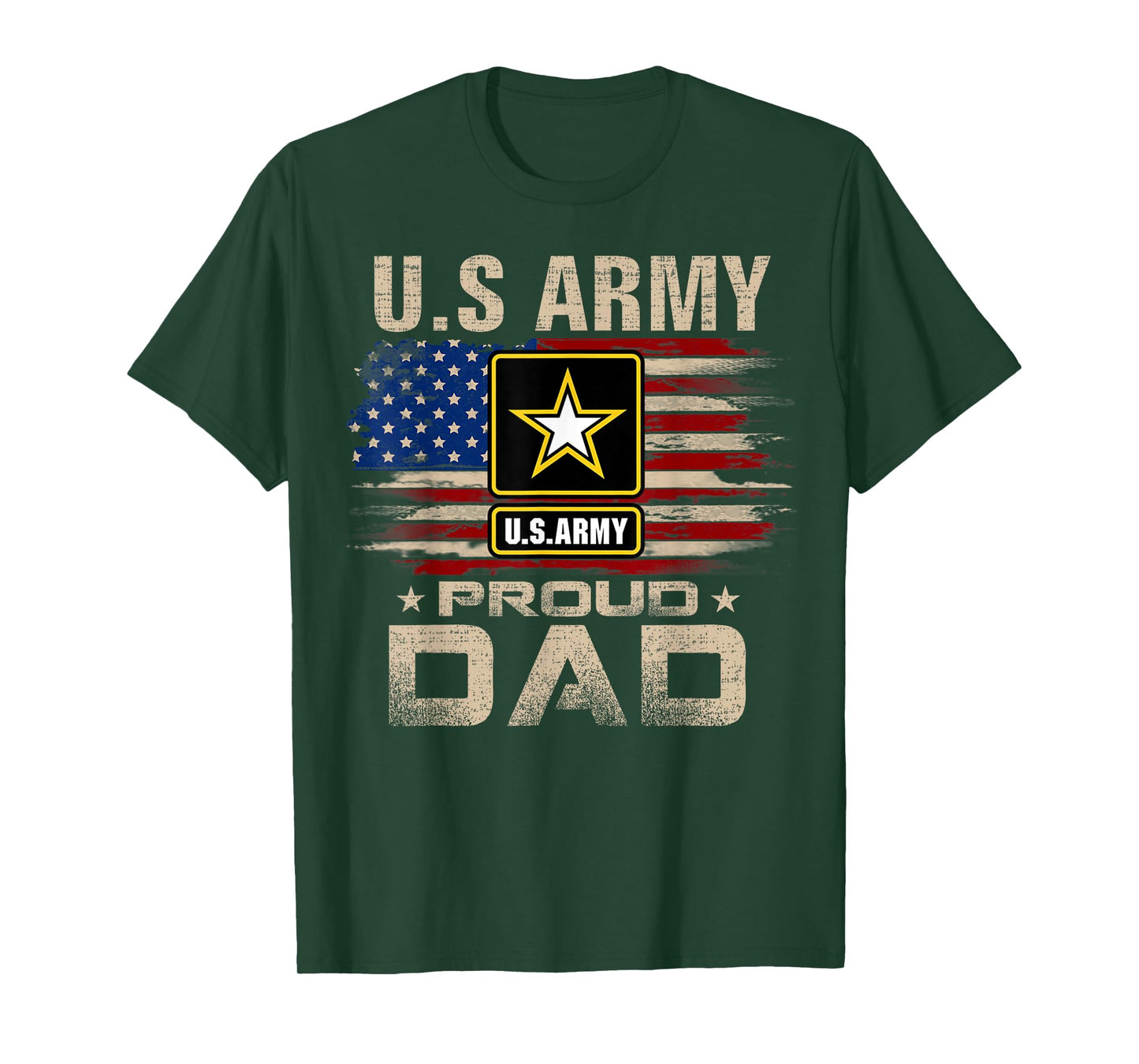 Vintage U.S Army Proud Dad with American Flag T-Shirt