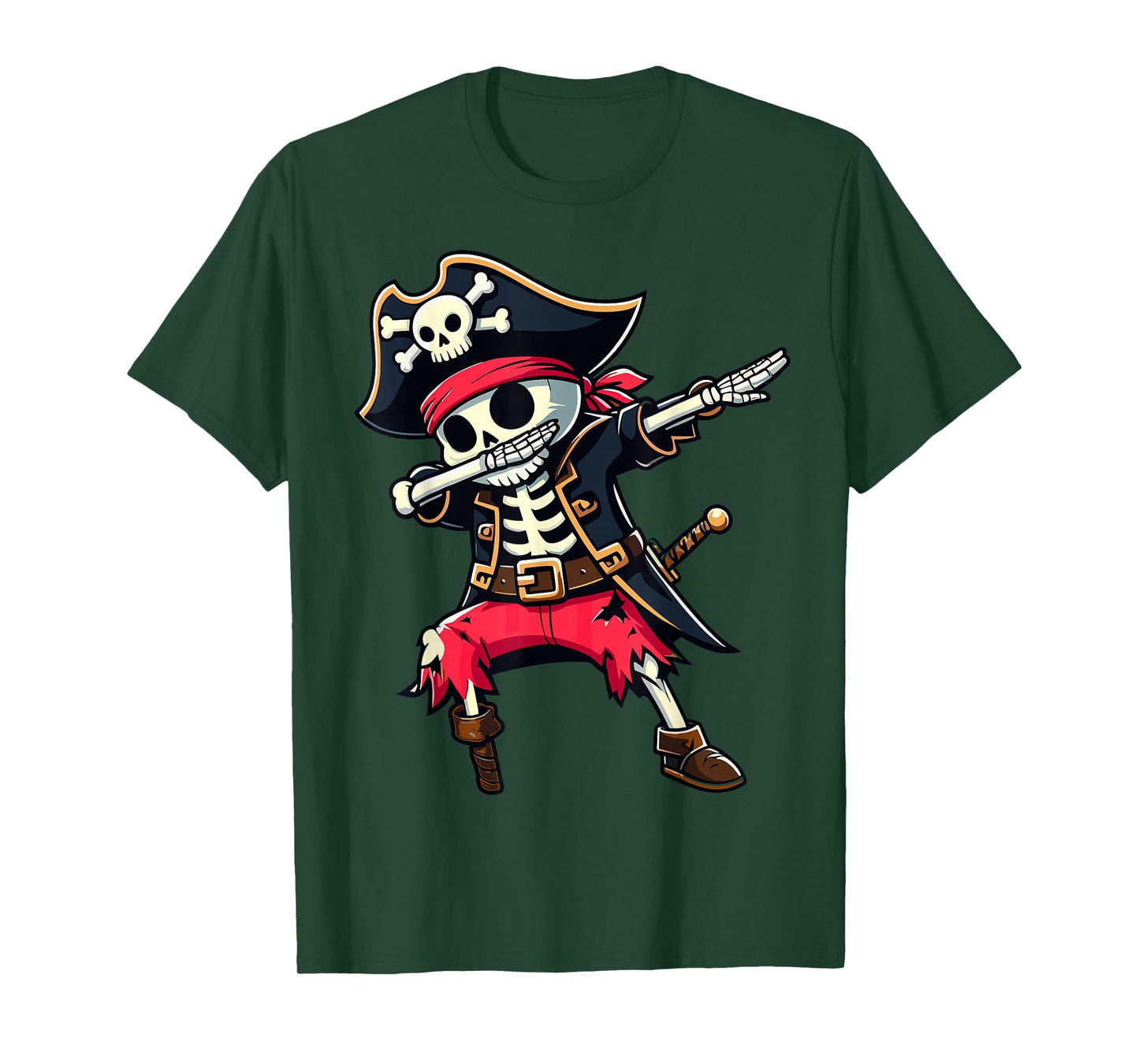 Dabbing Skeleton Pirate Funny Kids Halloween T-Shirt