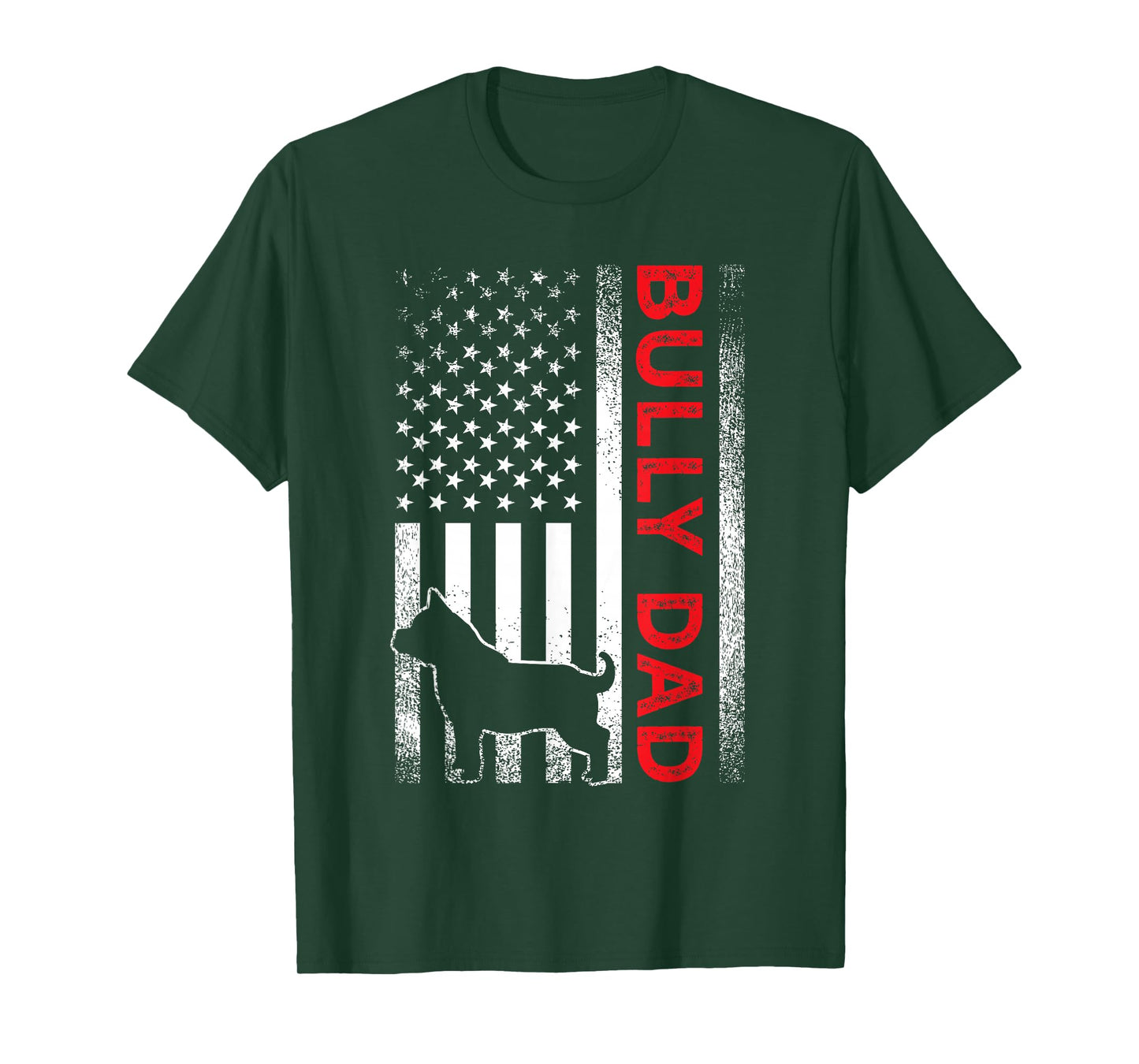 Bully or pitbull dog DAD vintage american flag papa gifts T-Shirt