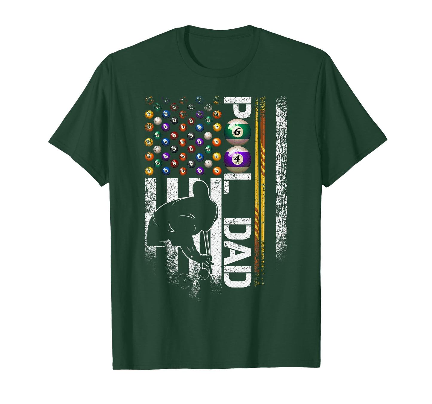 Vintage USA Flag Billiards Player, Proud Pool Dad T-Shirt