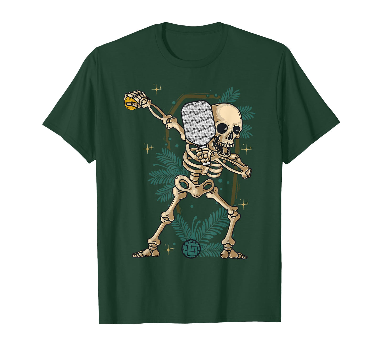 Halloween Pickleball Costume Dabbing Skeleton Pickleballer T-Shirt