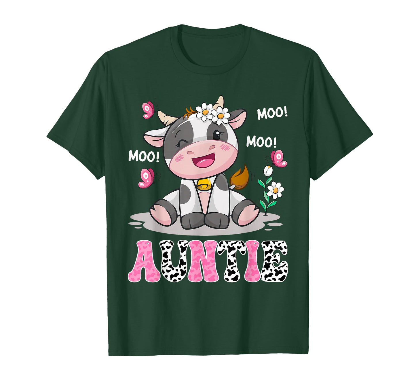 Auntie Cute Cow Moo Moo Farmer Birthday Family Matching T-Shirt