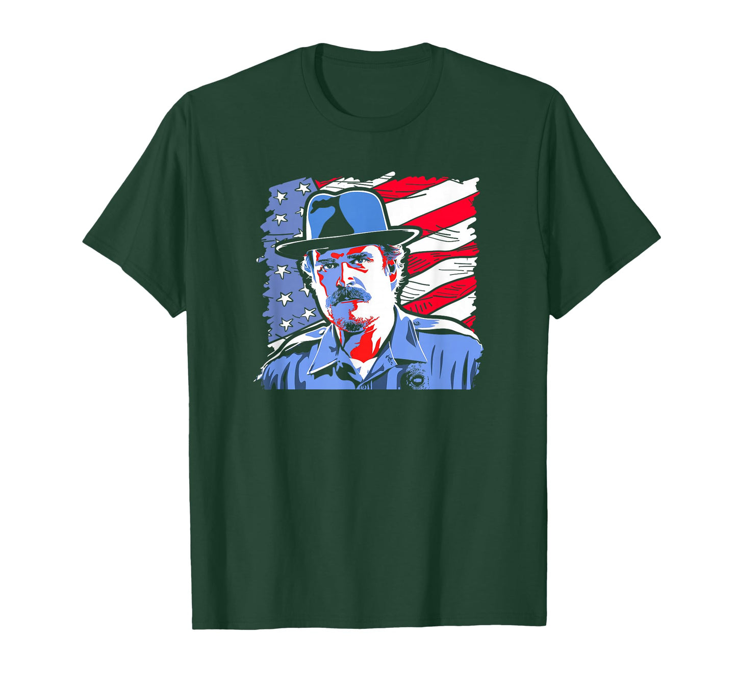 Stranger Things Jim Hopper Poster USA Flag Americana T-Shirt