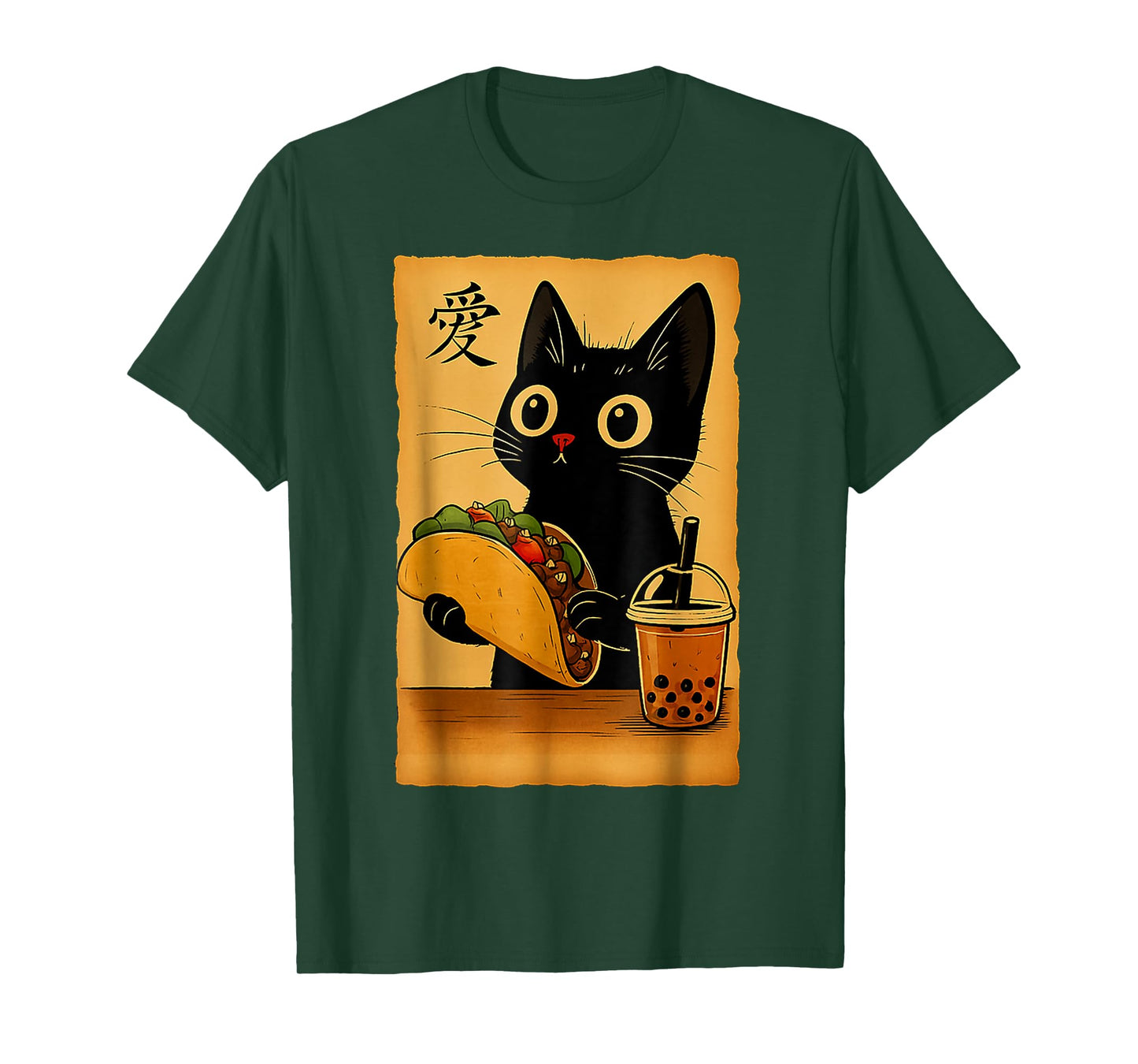 Japanese Kawaii Anime Cat Tacos Booba Tea Cat Eating Tacos T-Shirt