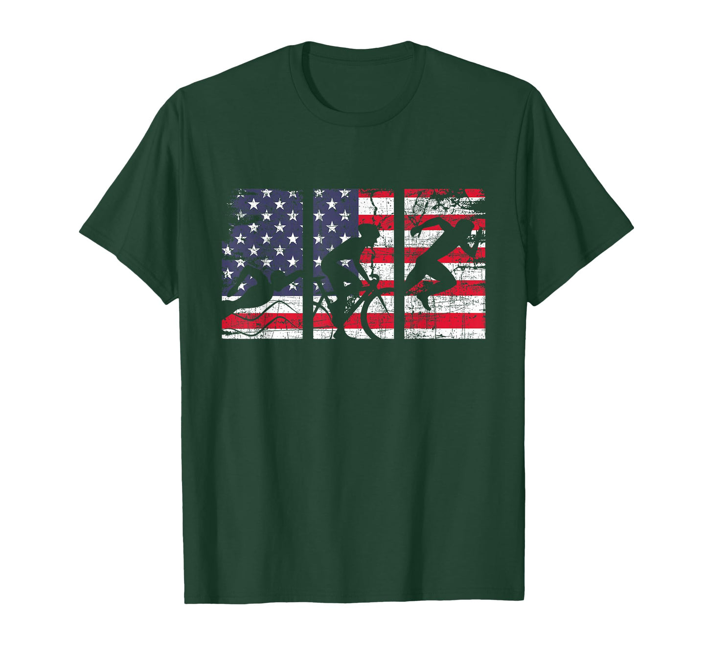 Triathlon USA Flag - Triathlete Athlete Sports Swim Run Bike T-Shirt